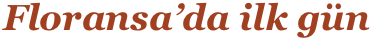 Floransa’da ilk gün